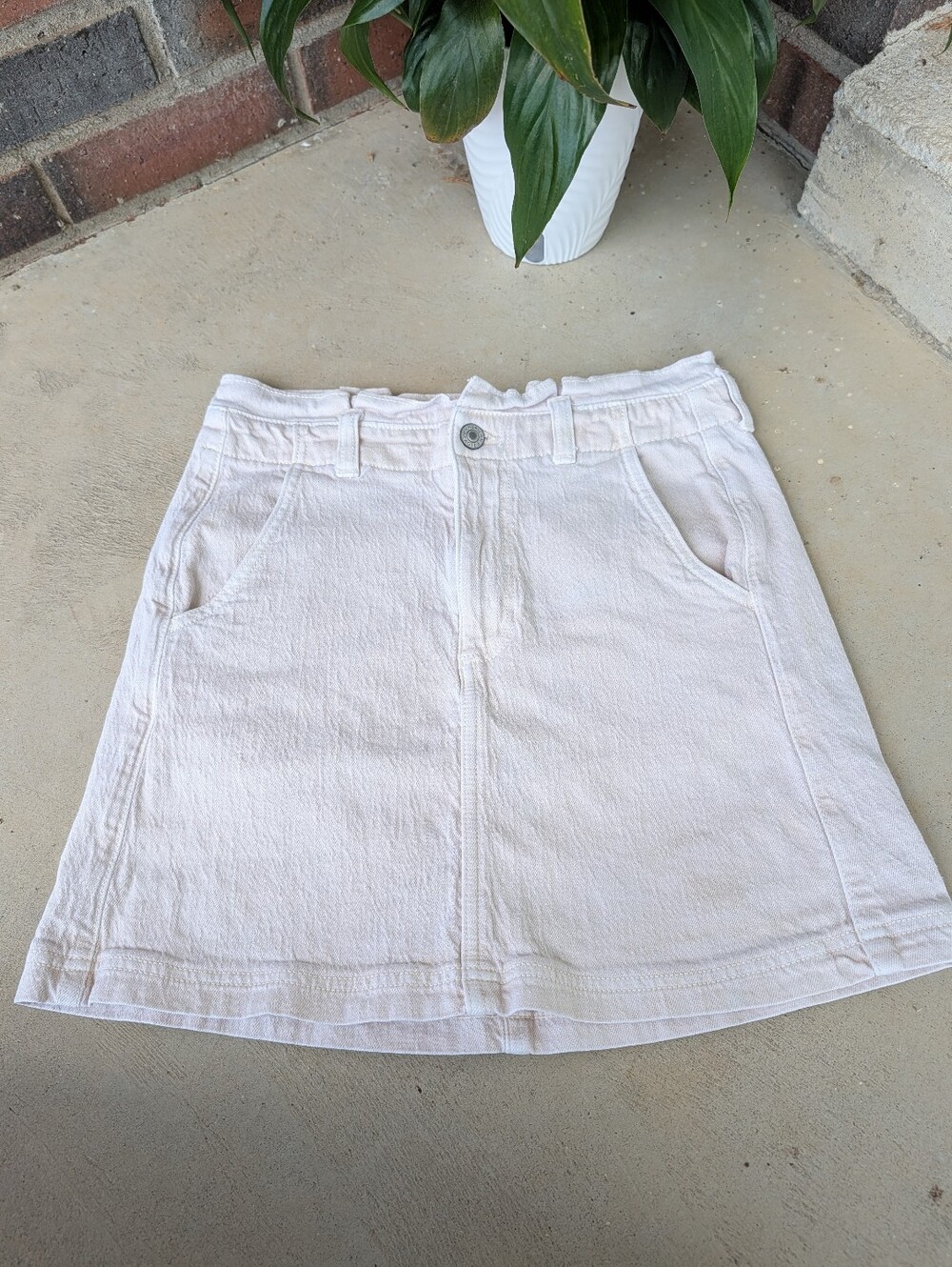 🤍EUC American Eagle Outfitters Paperbag Waist Denim Midi Skirt, Oatmeal, 4